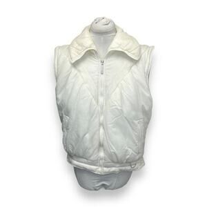 Après Sport VTG Women’s Full Zip Sleeveless Collared Nylon Puffer Vest White L